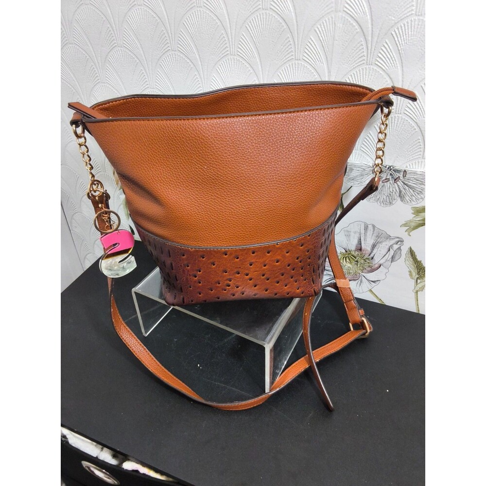 Est 1946 Purse faux leather handbag brown ostrich crocodile embossed texture